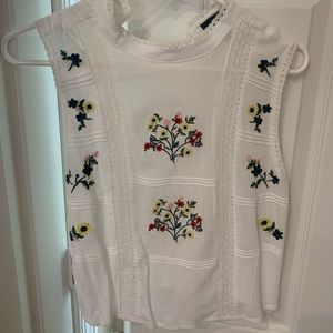 Lacey embroidered floral tank top